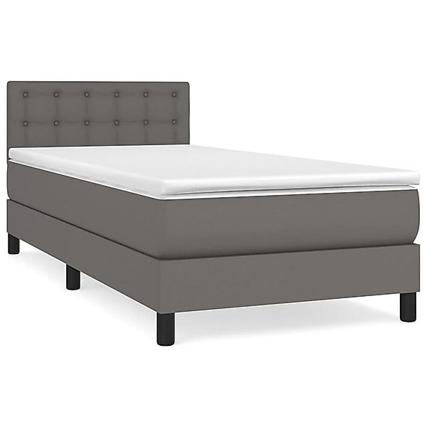 vidaXL Boxspringbett, Boxbett mit Matratze Grau 90x200 cm Kunstleder günstig online kaufen