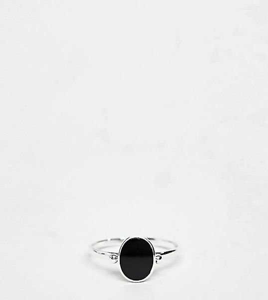 Kingsley Ryan – Ring aus Sterlingsilber mit schwarzem, ovalem Stein günstig online kaufen