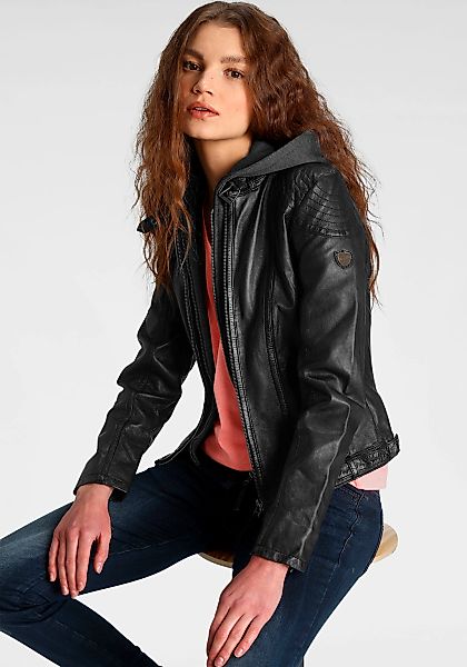 Mauritius Lederjacke "Cacey LEGV" mit Kapuze mti Kapuze, Reißverschluss, Zi günstig online kaufen