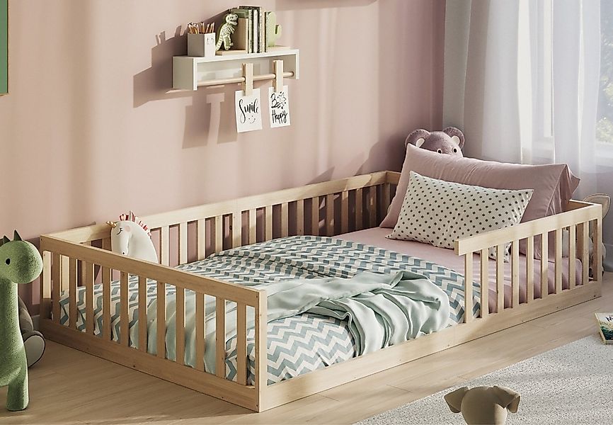 Kids Collective Kinderbett Bodenbett Bett mit Rausfallschutz & Lattenrost M günstig online kaufen