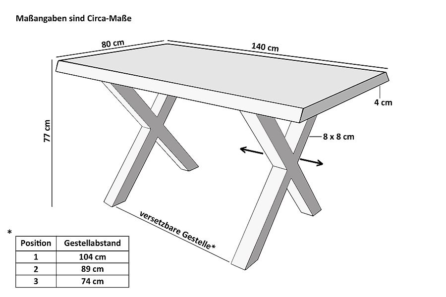 SAM® Esstisch Thori, verschiedene Holz-Optiken, X-Metallgestell, günstig online kaufen