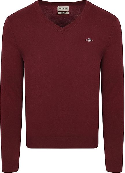 Gant Pullover V-Ausschnitt Wool Blend Bordeaux - Größe M günstig online kaufen