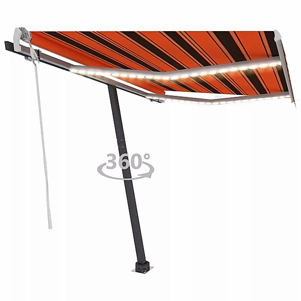 Gelenkarmmarkise Einziehbar Mit Led 300x250 Cm Orange Und Braun günstig online kaufen