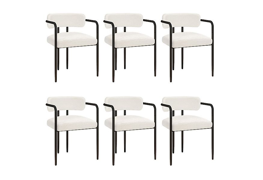 Puluomis Esszimmerstuhl mit Armlehnen, gepolsterten Sitz, Teddyfleece Bezug günstig online kaufen