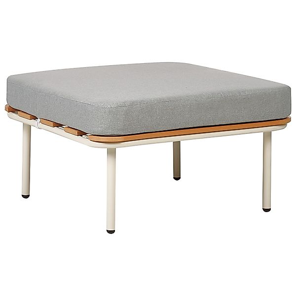 Beliani Fußhocker Grau Weiss Heller Holzfarbton 74x74x43 günstig online kaufen
