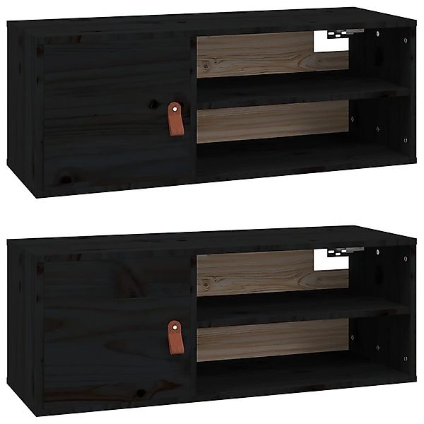 vidaXL Regal Wandschränke 2 Stk. Schwarz günstig online kaufen