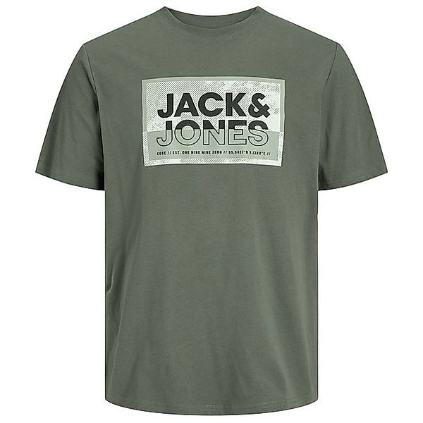 Jack & Jones Rundhalsshirt Große Größen Herren T-Shirt agavengrün Logoprint günstig online kaufen