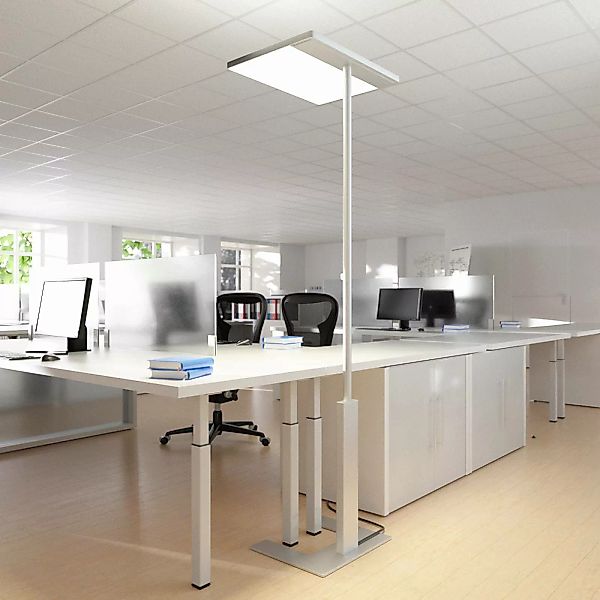 Büro-Stehlampe Linea-F mit Sensor grau günstig online kaufen