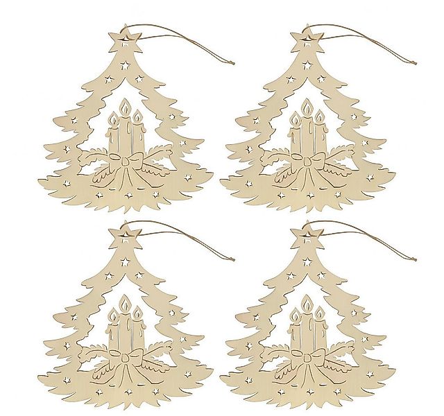HTI-Living Fensterbild Dekohänger Holz 4er Set Adventskerze, Fensterbild We günstig online kaufen