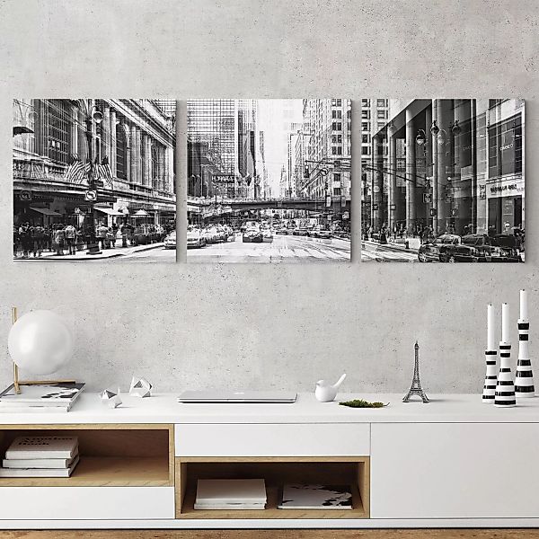 3-teiliges Leinwandbild Architektur & Skyline NYC Urban schwarz-weiß günstig online kaufen