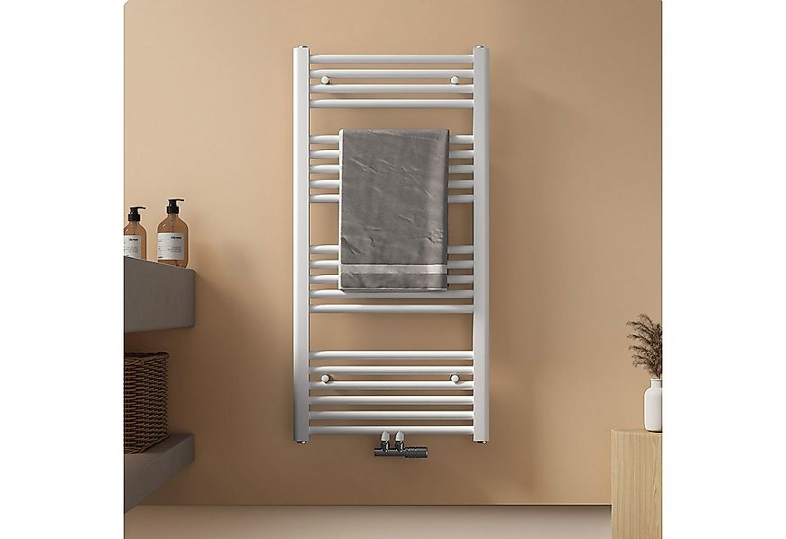 EMKE Badheizkörper Handtuchtrockner Handtuchwärmer Mittelanschluss, Weiß Ba günstig online kaufen