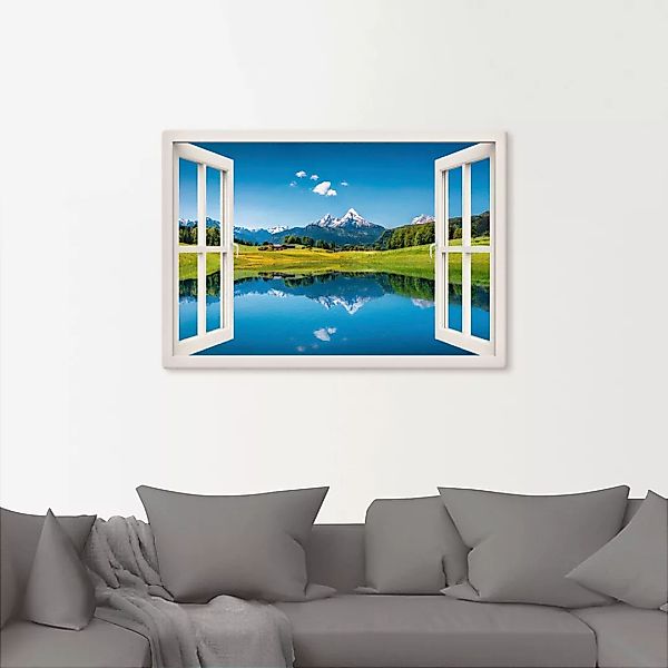 Artland Wandbild "Fensterblick Alpen und Bergsee", Berge, (1 St.) günstig online kaufen