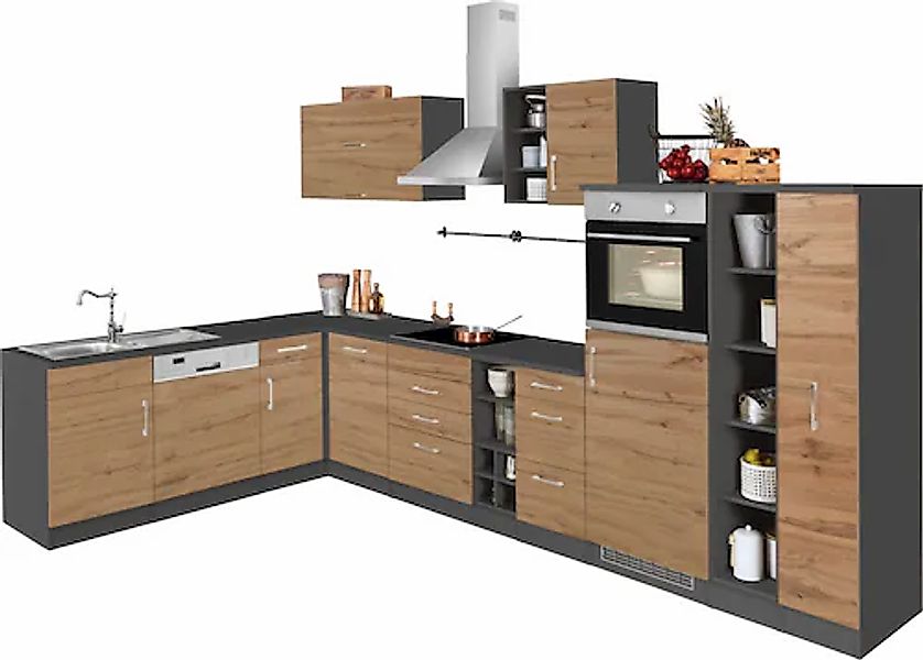 KOCHSTATION Winkelküche "KS-Colmar", mit E-Geräten, Stellbreite 210/360 cm günstig online kaufen