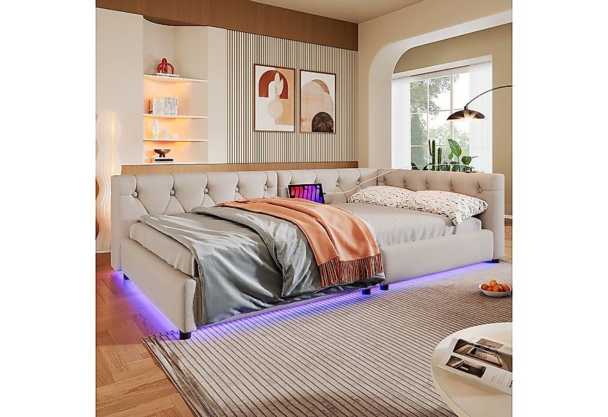 Odikalo Schlafsofa Polsterbett Daybett Lattenrost Kopfteil USB 90/140x200cm günstig online kaufen