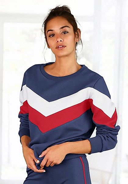 H.I.S Sweatshirt mit Kontraststreifen an Vorderseite und Ärmeln, Loungeanzu günstig online kaufen