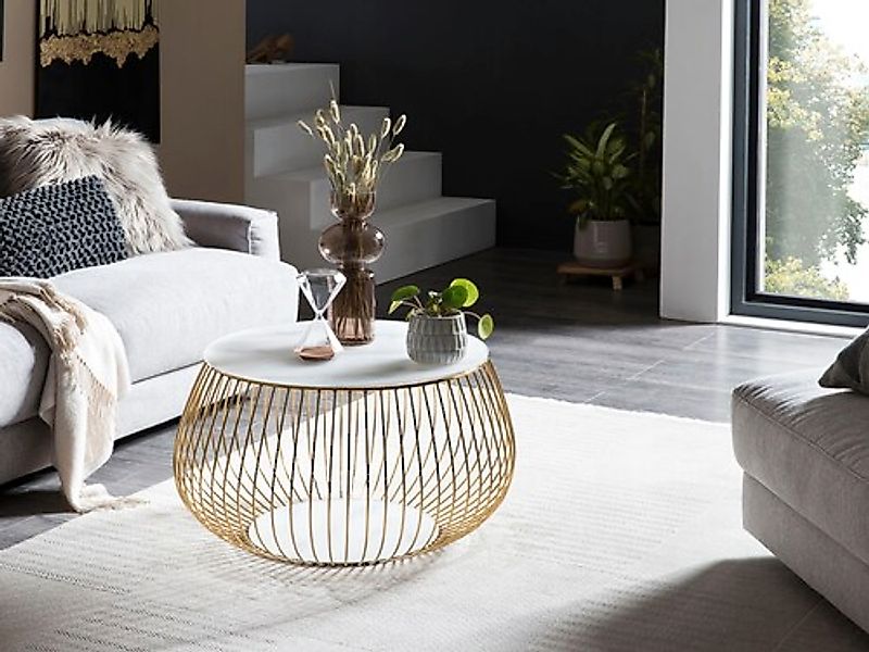 SalesFever Couchtisch, Kristallglasplatte mit Marmordruck oder rosegoldfarb günstig online kaufen