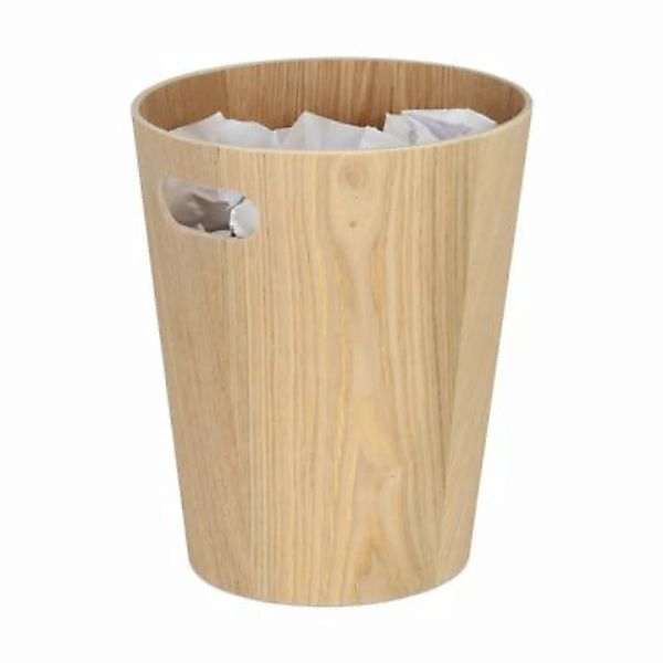 relaxdays Runder Papierkorb aus Holz natur günstig online kaufen