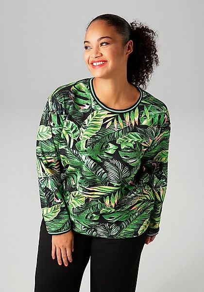 Aniston PLUS Sweatshirt, mit farbenfrohen, tropischen Blättern bedruckt günstig online kaufen