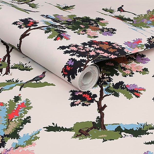 Joules Vliestapete Woodland Scene Dawn Grey Mehrfarbig FSC® günstig online kaufen