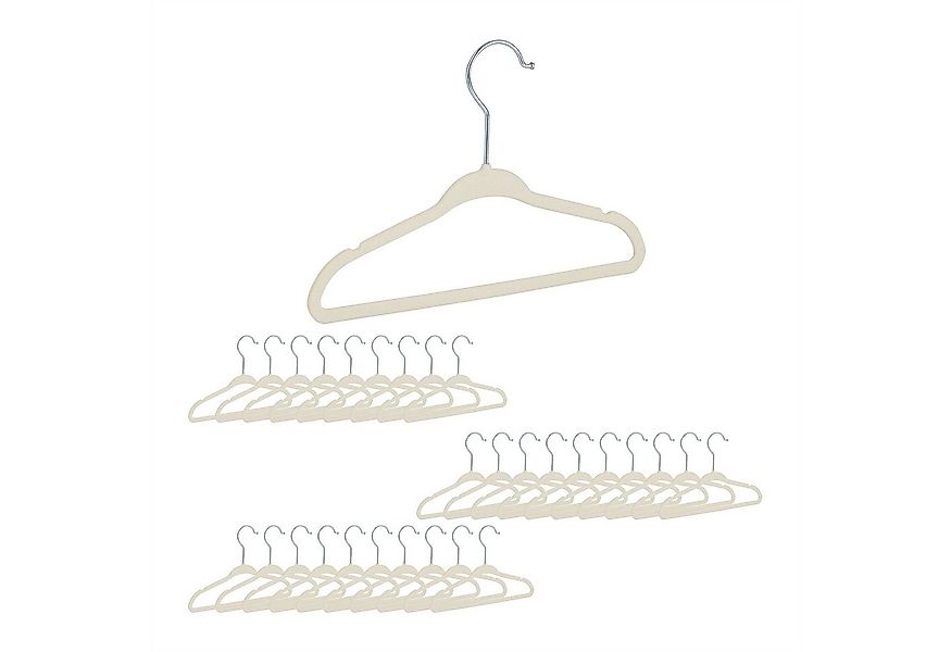 relaxdays Kleiderbügel Kinderkleiderbügel Samt, (30er Set, 30-tlg), weiß günstig online kaufen