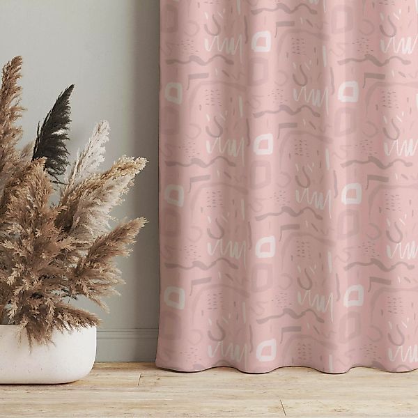 Vorhang Wildes Retro Muster - Blasses Pink günstig online kaufen