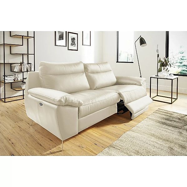 home24 Modoform Sofa Kimball 2,5-Sitzer Creme Echtleder 216x95x96 cm günstig online kaufen