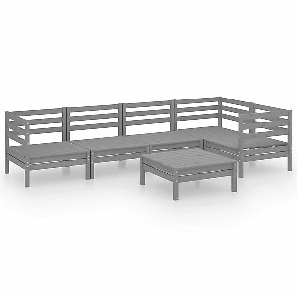 6-tlg. Garten-lounge-set Massivholz Kiefer Grau günstig online kaufen