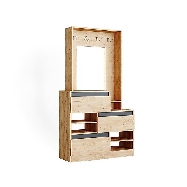 Vicco Garderoben-Set Evia, Goldkraft Eiche/Anthrazit, 100 günstig online kaufen