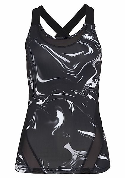 LASCANA ACTIVE Funktionsshirt "Marble", mit gekreuzten Trägern und Mesheins günstig online kaufen