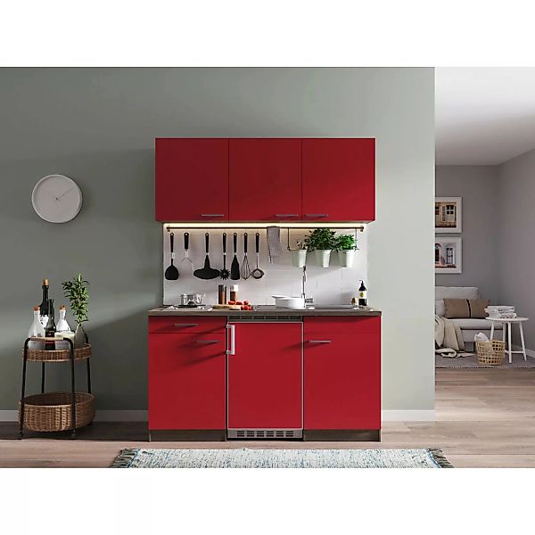 Respekta Küchenzeile KB150EYR 150 cm Rot-Eiche York Nachbildung günstig online kaufen