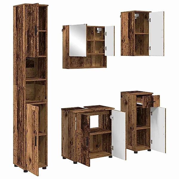 vidaXL Badezimmermöbel-Set 5-Tlg Altholz Holzwerkstoff & Metall 3393001 günstig online kaufen