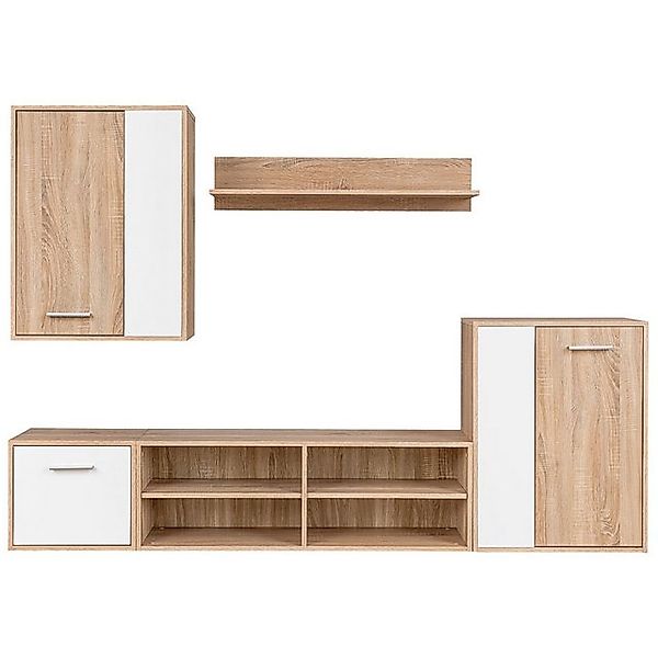 vidaXL TV-Schrank 5-tlg.TV-Schrank Set Weiß Sonoma-Eiche Holzwerkstoff (5-S günstig online kaufen
