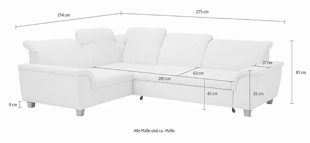 Home affaire Ecksofa "Lyla fester Sitzkomfort, bequeme Armlehnen, Breite 27 günstig online kaufen