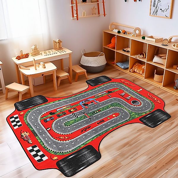 Carpettex Kinderteppich Rennstrecke, Rechteckig, Höhe: 7 günstig online kaufen