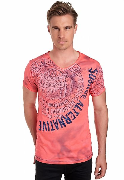 Rusty Neal T-Shirt mit Strasssteinen und Frontprint günstig online kaufen