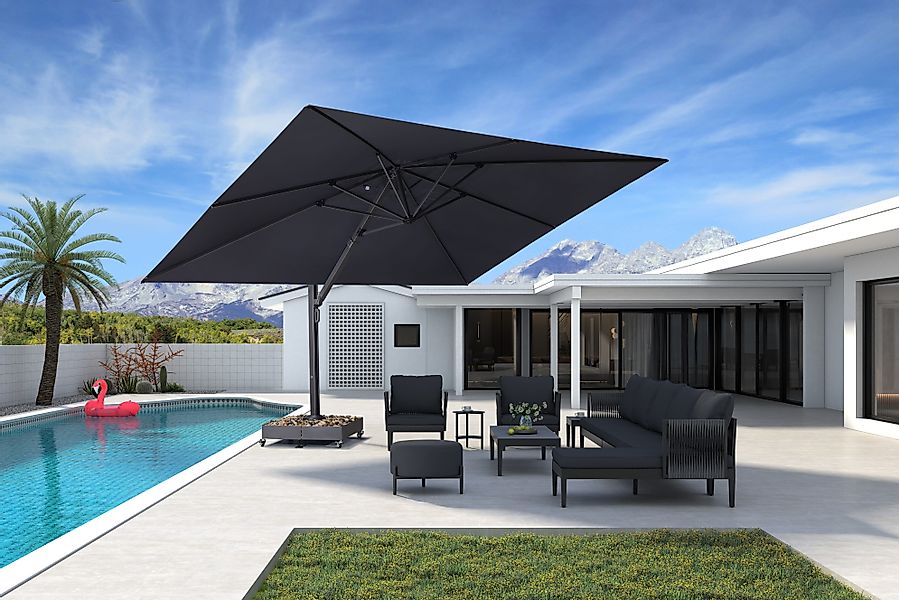 PURPLE LEAF Sonnenschirm Rechteckiger Aluminium Terrassenschirm,Groß günstig online kaufen