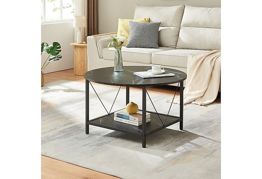 en.casa Couchtisch, »Filem« mit Ablage Ø80 x 46 cm Metallgestell Marmoropti günstig online kaufen