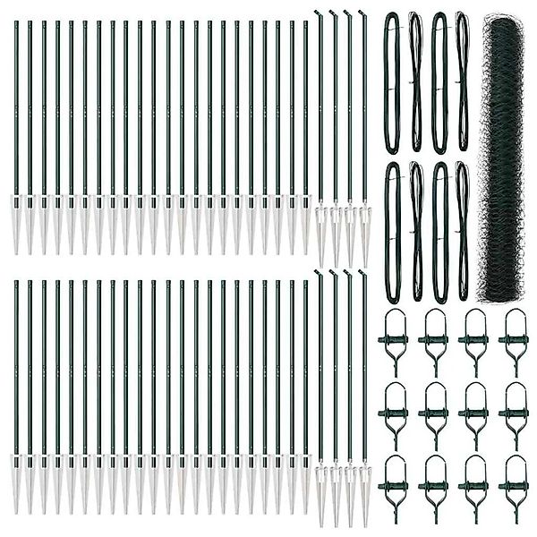 vidaXL Zaunpfosten Grün 100 x 1,4 m 50 mm Maschen Stahl und PVC 3353176 günstig online kaufen
