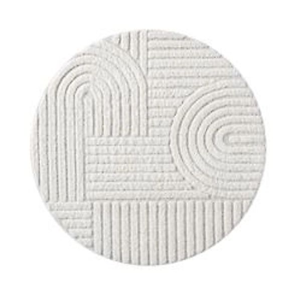 payé Teppich Nara-765 Hochflor 160x160 cm Rund Pastell-Creme Rautenmuster günstig online kaufen