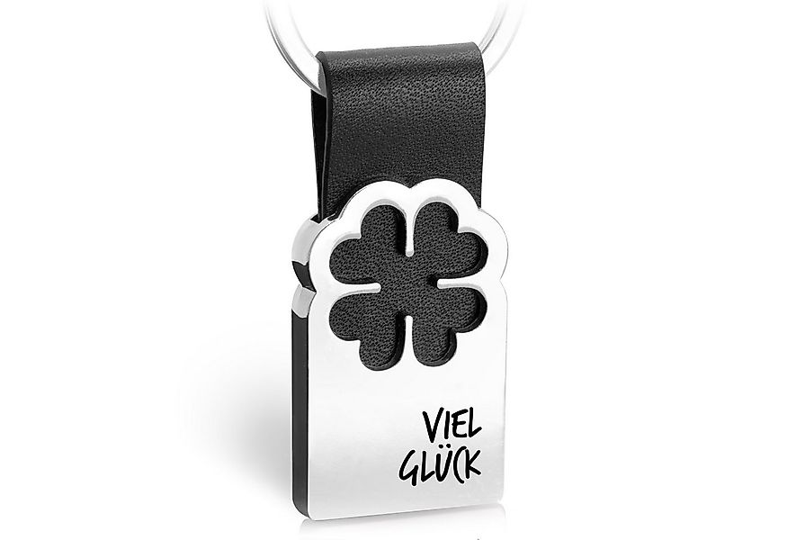 FABACH Schlüsselanhänger Leder mit Kleeblatt und Gravur - Viel Erfolg - Vie günstig online kaufen