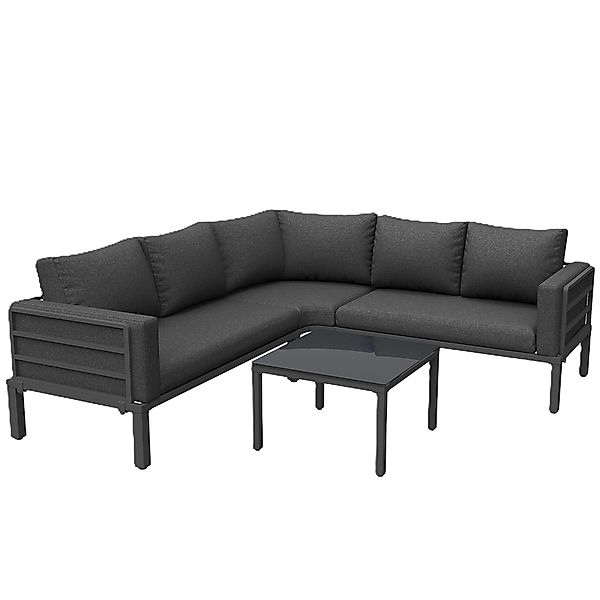 Gartenmöbel-Set 4-5 Sitzplätze, 1 Couchtisch aus gehärtetem Glas, bequeme S günstig online kaufen