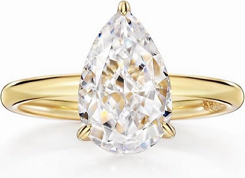 Jumpeak Diamantring 585 Gold, 2ct birnenförmiger Diamant aus Laborzucht, Da günstig online kaufen