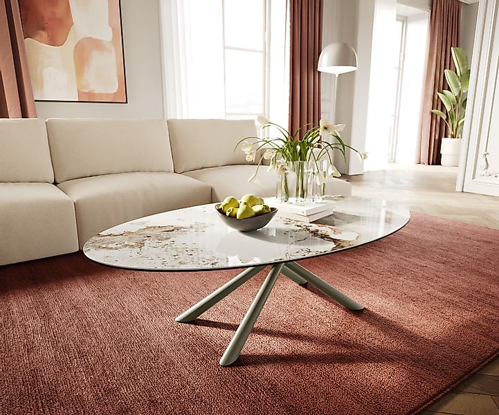 Couchtisch Edge Oval 140x80 cm Keramik Minas Melange Sarity Metall Effektfi günstig online kaufen