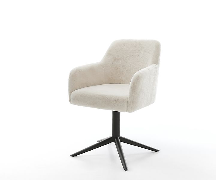 Drehstuhl Greg-Flex Plüsch Creme-Weiß Fußkreuz Schwarz 360° drehbar Wippfun günstig online kaufen