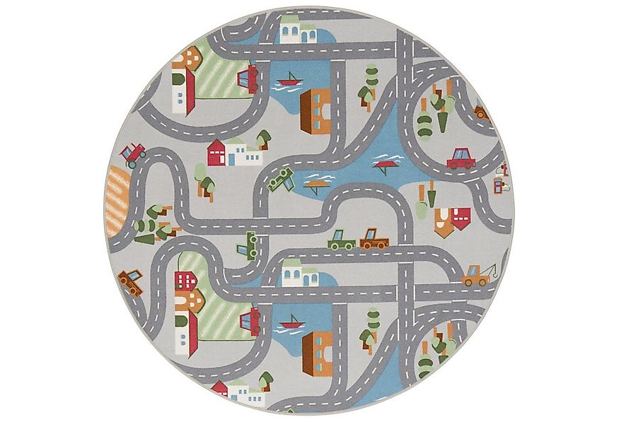 Snapstyle Kinderteppich Kinder Spiel Straßenteppich Fun Town Rund, Rund, Hö günstig online kaufen