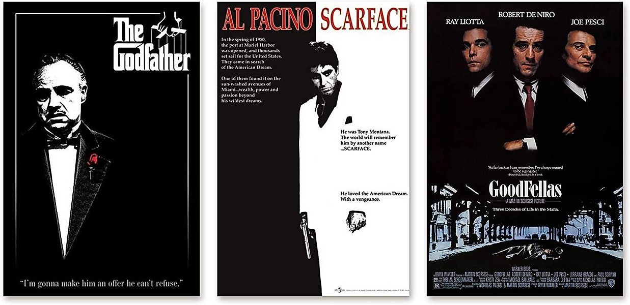 Close Up Poster Gangster Movies Poster 3erSet Der Pate, Scarface, GoodFella günstig online kaufen