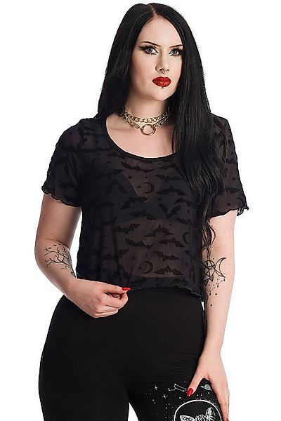 Banned Spitzentop Black Prayers Fledermaus Bat Mond Sterne Spitze Gothic günstig online kaufen