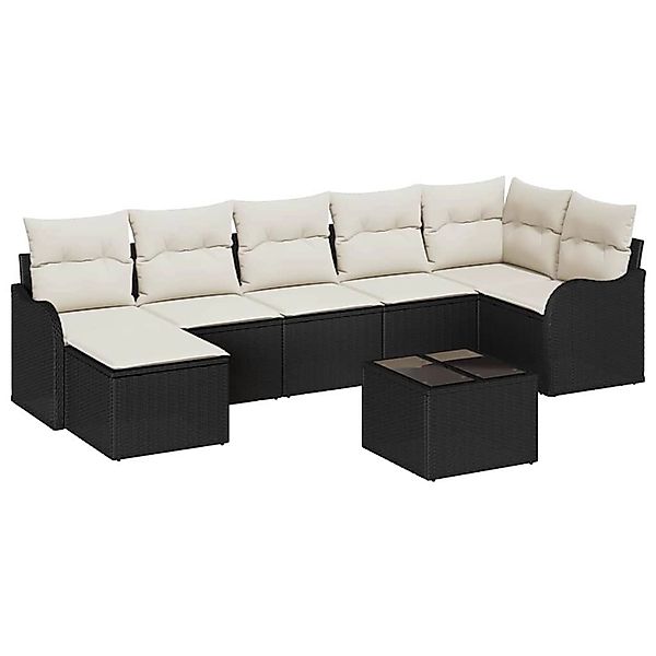 vidaXL 7 Teiliges Garten Sofa Set mit Kissen Braun Poly Rattan 3345797 günstig online kaufen