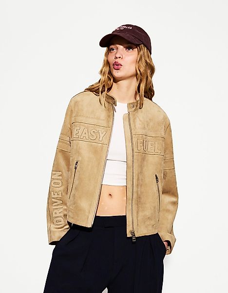 Bershka Jacke In Wildlederoptik Damen S Sandfarbe günstig online kaufen