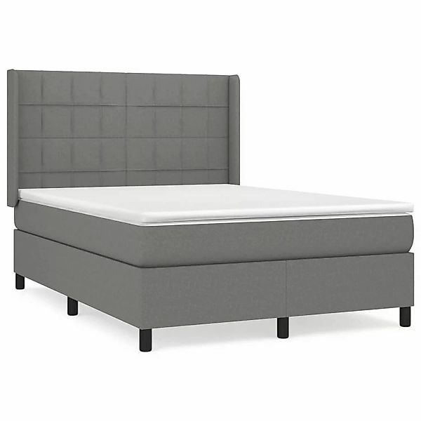 vidaXL Boxspringbett mit Matratze Dunkelgrau 140x200 cm Stoff1397842 günstig online kaufen